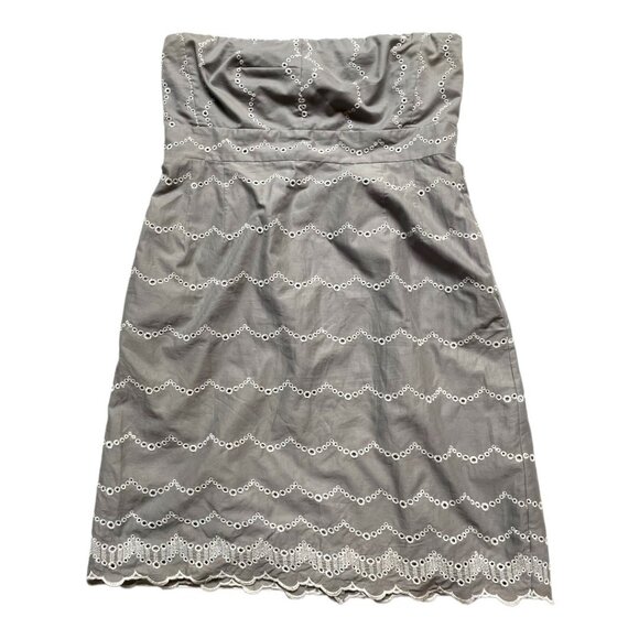 J. Crew Dresses & Skirts - J.Crew Size 12 Gray White Strapless Eyelet 100% Cotton Mini Dress